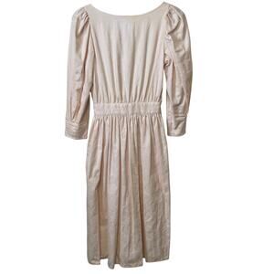 Vintage Eileen West Size 6 Pink 100% Cotton Jacquard Backless Midi Dress